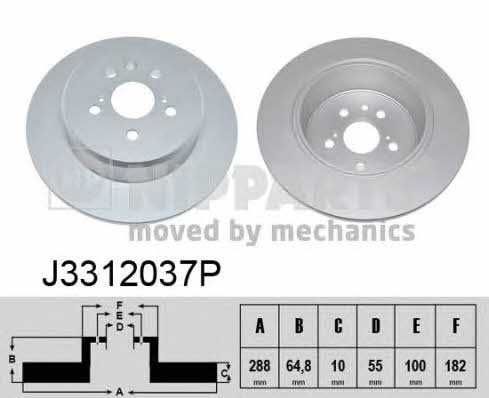 Nipparts J3312037P Rear brake disc, non-ventilated J3312037P