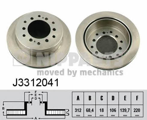Nipparts J3312041 Rear ventilated brake disc J3312041