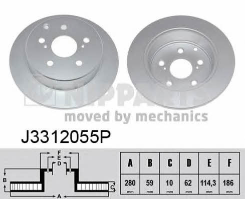 Nipparts J3312055P Rear brake disc, non-ventilated J3312055P