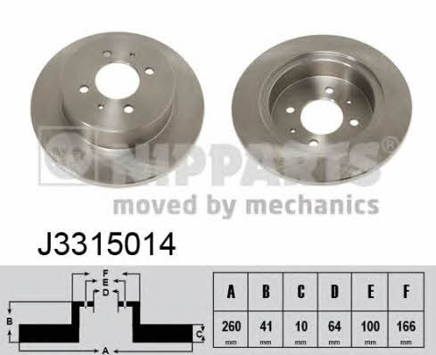 Nipparts J3315014 Rear brake disc, non-ventilated J3315014