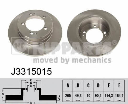 Nipparts J3315015 Rear brake disc, non-ventilated J3315015