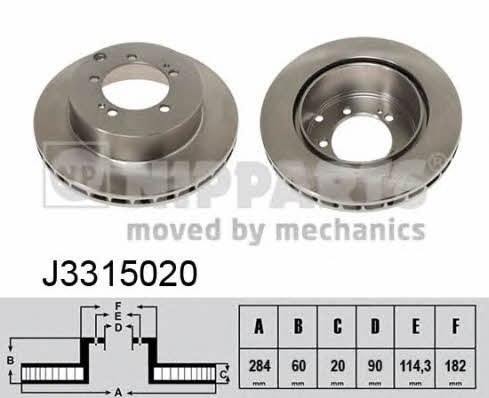 Nipparts J3315020 Rear ventilated brake disc J3315020
