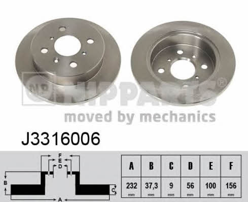 Nipparts J3316006 Brake disc J3316006