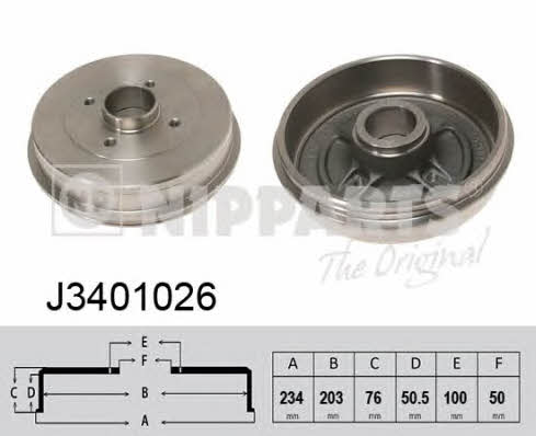 Nipparts J3401026 Rear brake drum J3401026