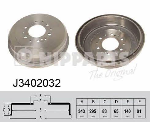 Nipparts J3402032 Rear brake drum J3402032