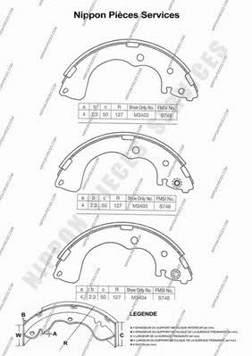 Nippon pieces M350A09 Brake shoe set M350A09