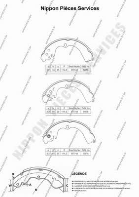 Nippon pieces S350U04 Brake shoe set S350U04