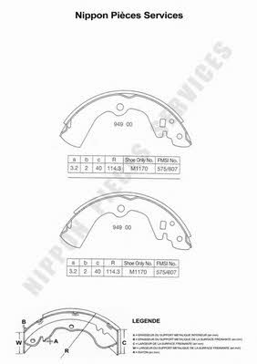 Nippon pieces N350N34 Brake shoe set N350N34