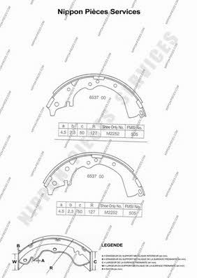 Nippon pieces T350A22 Brake shoe set T350A22