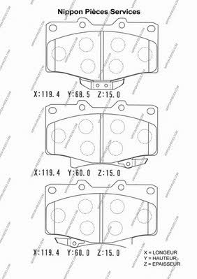 Nippon pieces T360A85 Brake Pad Set, disc brake T360A85