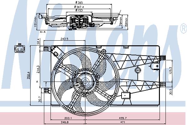 Nissens 85693 Hub, engine cooling fan wheel 85693