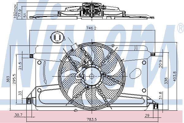 Nissens 85697 Hub, engine cooling fan wheel 85697
