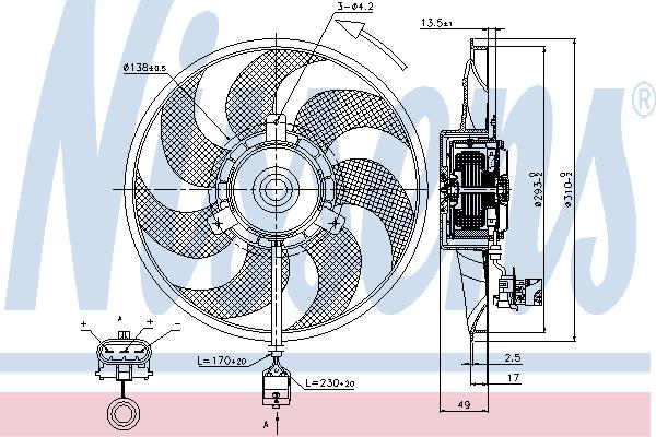 Nissens 85703 Hub, engine cooling fan wheel 85703