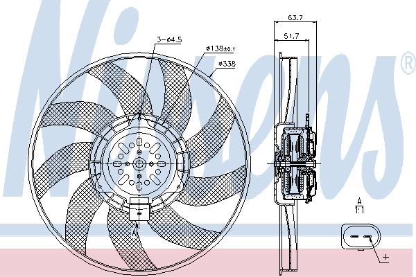 Nissens 85727 Hub, engine cooling fan wheel 85727