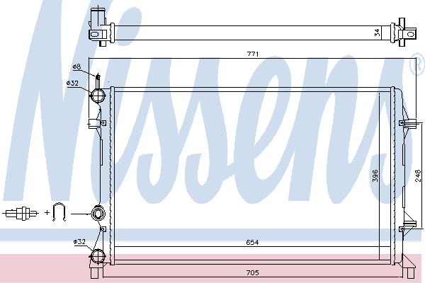 Engine radiator Volkswagen Beetle: 65321 Nissens Engine cooling radiator
