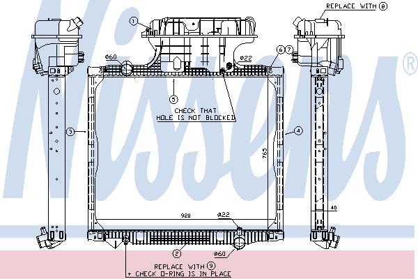 Engine cooling radiator MAN: 62875 Nissens Engine cooling radiator