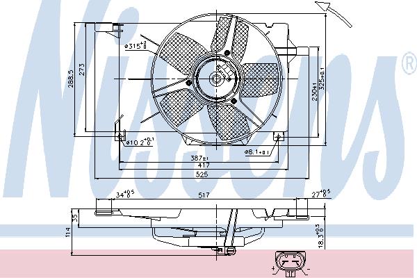 Nissens 85005 Hub, engine cooling fan wheel 85005