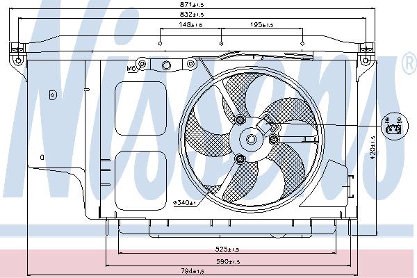 Nissens 85007 Hub, engine cooling fan wheel 85007
