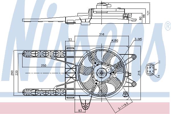 Nissens 85013 Hub, engine cooling fan wheel 85013