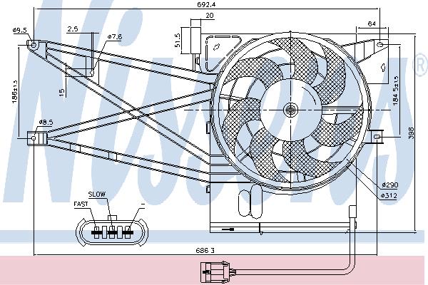 Nissens 85017 Hub, engine cooling fan wheel 85017