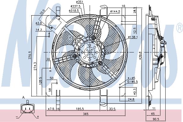 Nissens 85028 Hub, engine cooling fan wheel 85028