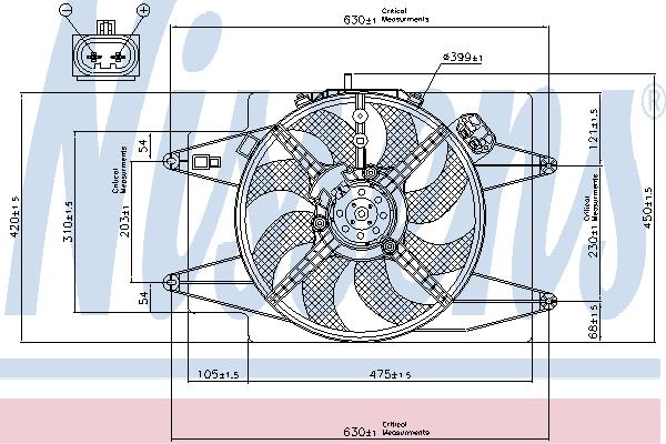 Nissens 85105 Hub, engine cooling fan wheel 85105