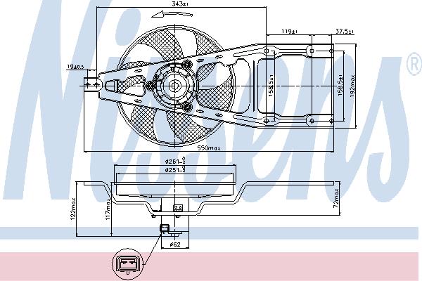Nissens 85134 Hub, engine cooling fan wheel 85134