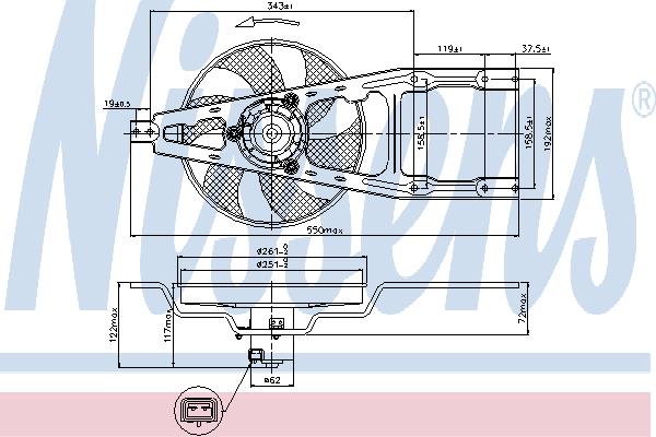 Nissens 85135 Hub, engine cooling fan wheel 85135