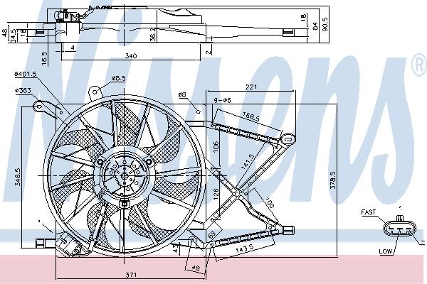 Nissens 85154 Hub, engine cooling fan wheel 85154