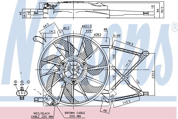 Nissens 85174 Hub, engine cooling fan wheel 85174