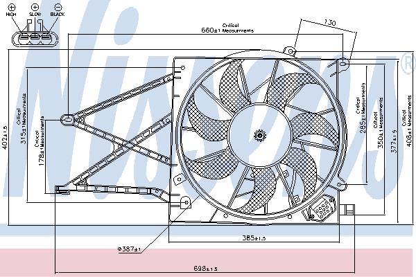 Nissens 85176 Hub, engine cooling fan wheel 85176