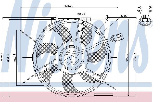 Nissens 85182 Hub, engine cooling fan wheel 85182