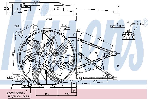 Nissens 85185 Hub, engine cooling fan wheel 85185