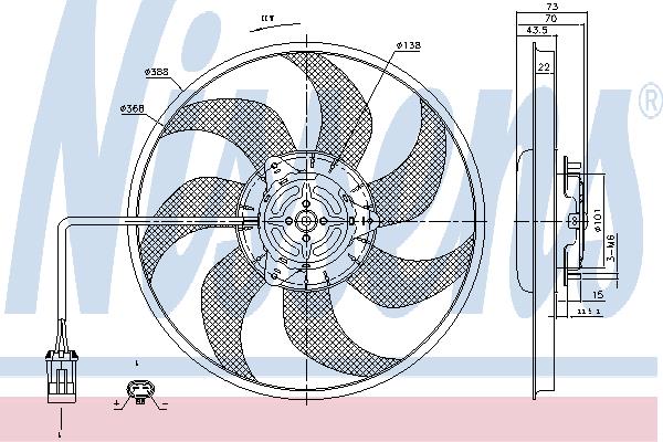 Radiator cooling fan Opel Combo: 85194 Nissens Hub, engine cooling fan wheel