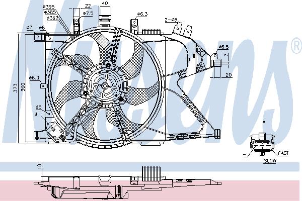 Nissens 85195 Hub, engine cooling fan wheel 85195