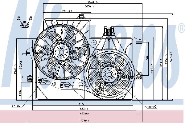 Nissens 85200 Hub, engine cooling fan wheel 85200