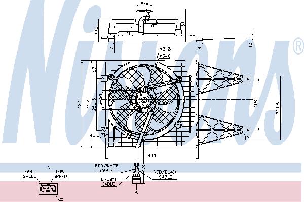 Nissens 85249 Hub, engine cooling fan wheel 85249