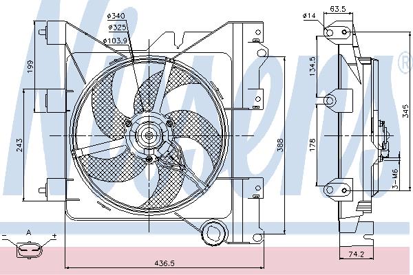 Nissens 85316 Hub, engine cooling fan wheel 85316