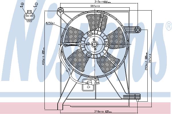 Nissens 85351 Hub, engine cooling fan wheel 85351