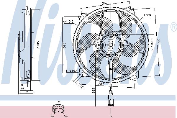 Nissens 85561 Hub, engine cooling fan wheel 85561