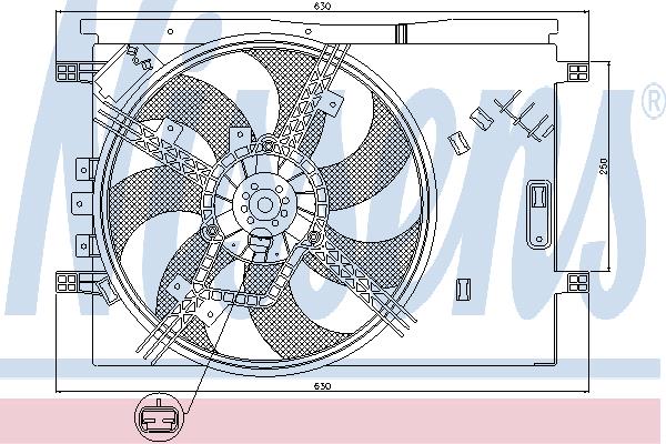 Nissens 85563 Hub, engine cooling fan wheel 85563