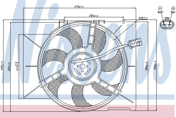 Nissens 85595 Hub, engine cooling fan wheel 85595