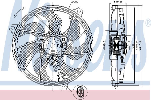 Nissens 85607 Hub, engine cooling fan wheel 85607