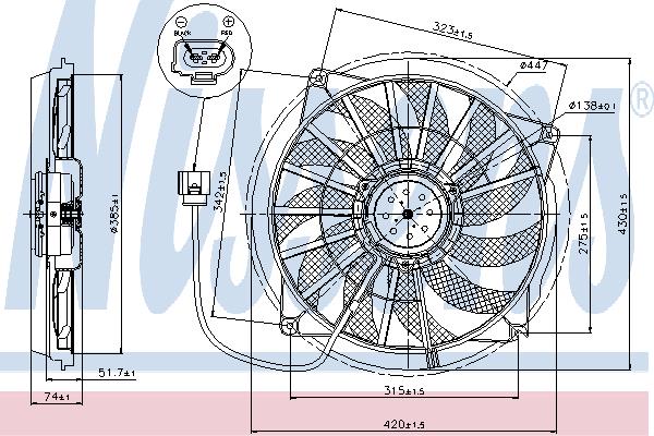 Nissens 85637 Hub, engine cooling fan wheel 85637