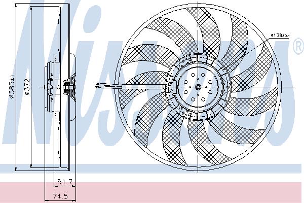 Nissens 85638 Hub, engine cooling fan wheel 85638