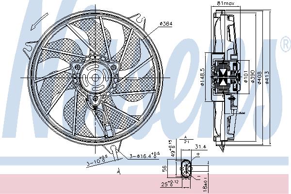 Nissens 85662 Hub, engine cooling fan wheel 85662