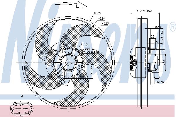 Nissens 85672 Hub, engine cooling fan wheel 85672