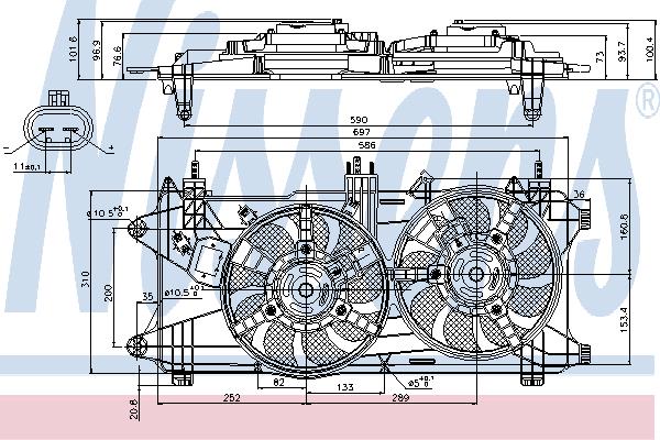 Nissens 85689 Hub, engine cooling fan wheel 85689