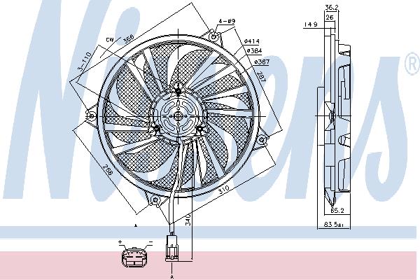 Nissens 85789 Hub, engine cooling fan wheel 85789