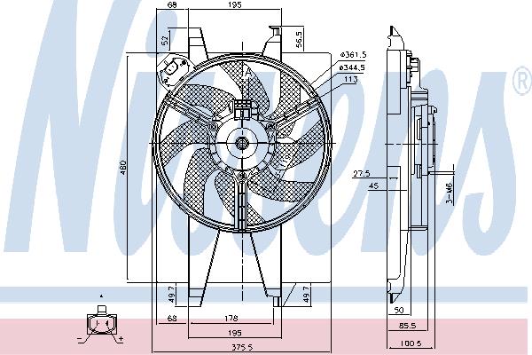 Nissens 85767 Hub, engine cooling fan wheel 85767